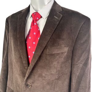 Lauren Ralph Lauren Corduroy Blazer Mens 44R Brown Elbow Patch Paisley Lining